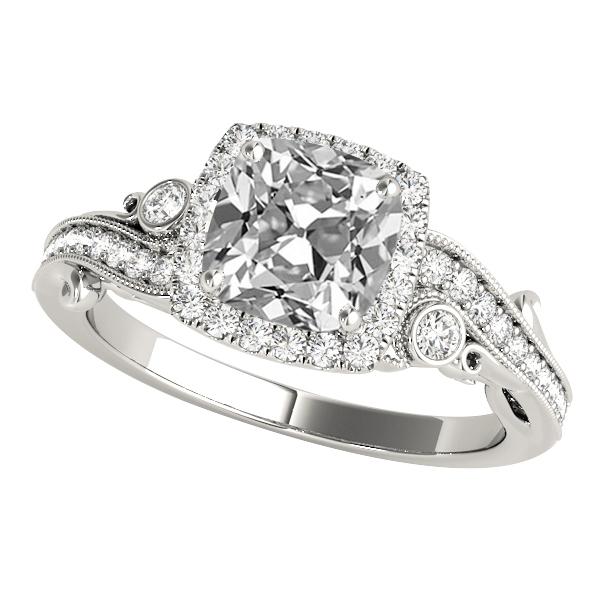 Vintage Stil Halo Kissen alter Bergmann Diamantring 7,75 Karat Milgrain - harrychadent.ch