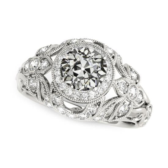 Vintage Stil Halo Ring Altschliff Diamant 4,50 Karat Filigran - harrychadent.ch
