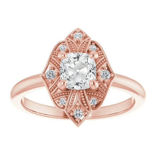 Vintage Stil Halo Ring Kissen Old Mine Cut Diamant Gold 3,75 Karat - harrychadent.ch