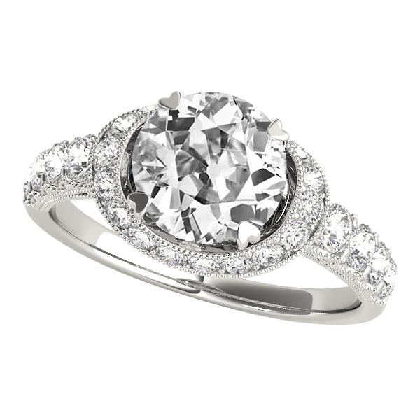 Vintage-Stil Halo Runden Old Mine Cut Diamanten 6 Karat Milgrain - harrychadent.ch