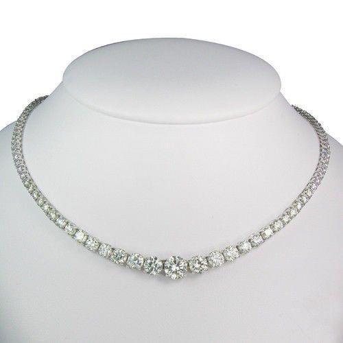 Runde Brillantschliff 32 Kt Diamanten Damen Halskette Weißgold 14K - harrychadent.ch