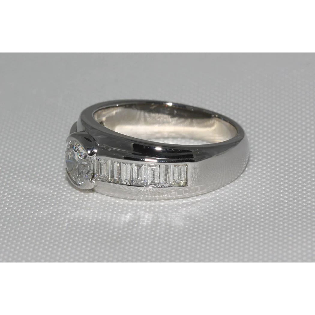 2 Karat Diamanten Verlobungsring Herrenband Weißgold 14K