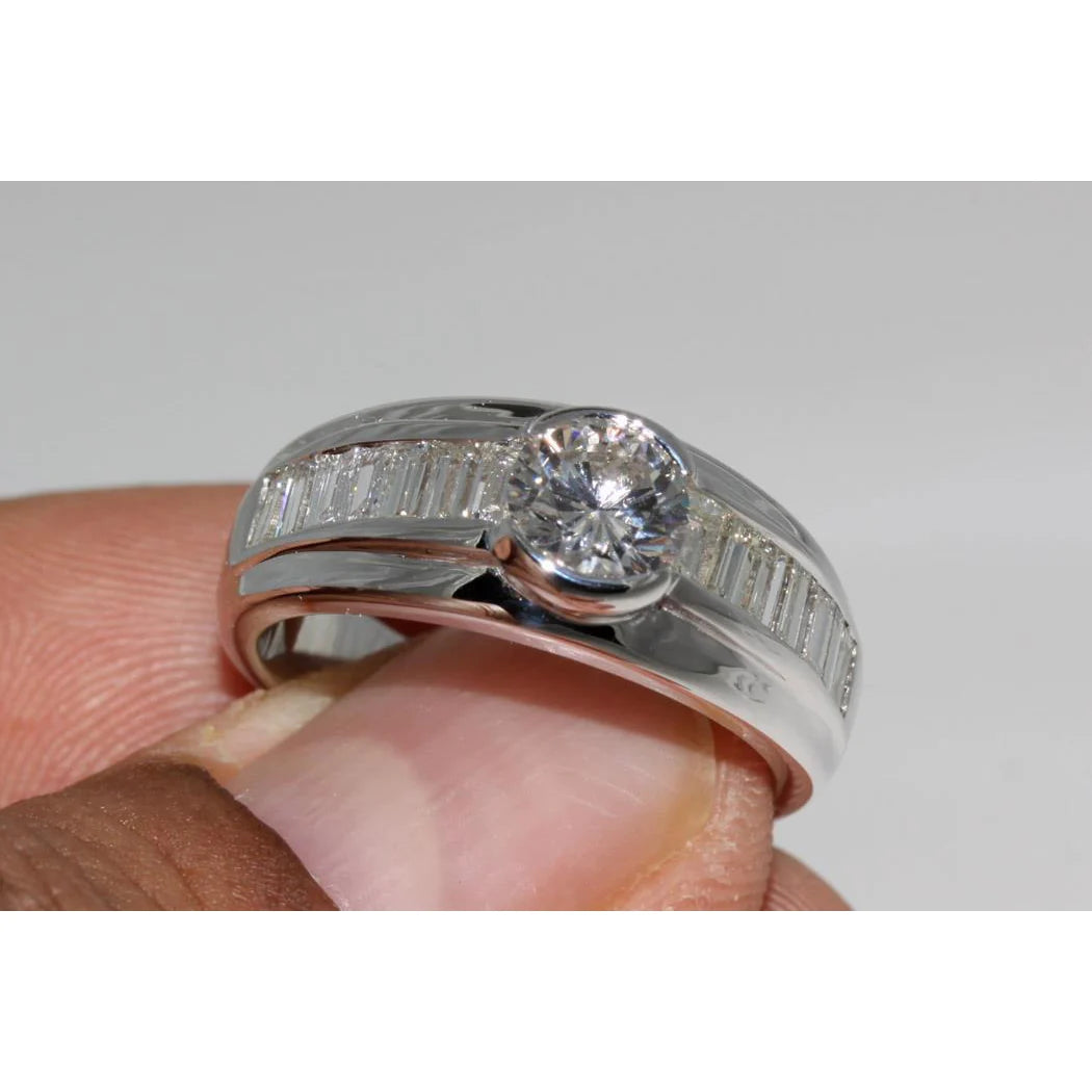 2 Karat Diamanten Verlobungsring Herrenband Weißgold 14K