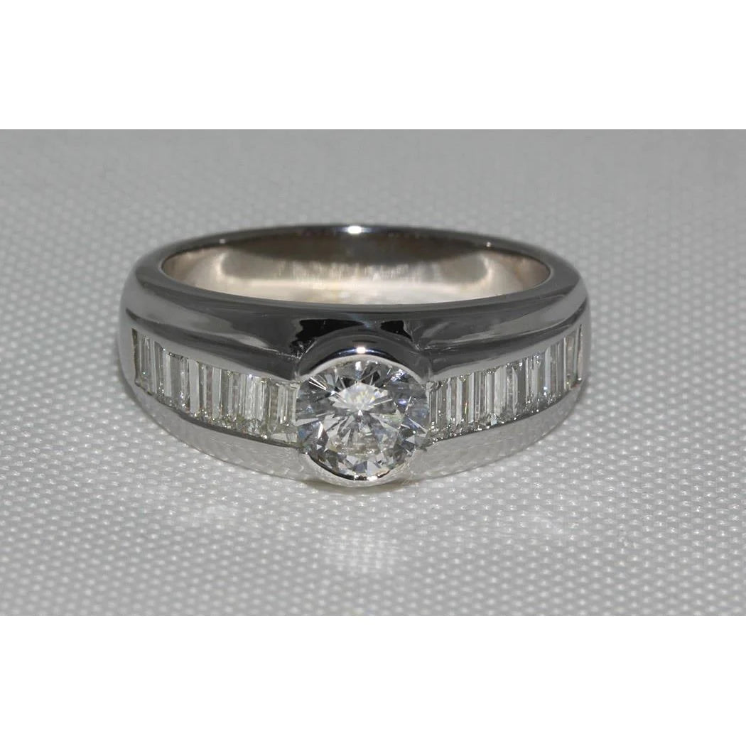 2 Karat Diamanten Verlobungsring Herrenband Weißgold 14K