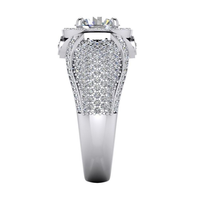 Großer runder Diamant Herrenring mit Akzenten 5,50 Karat Weißgold 14K - harrychadent.ch