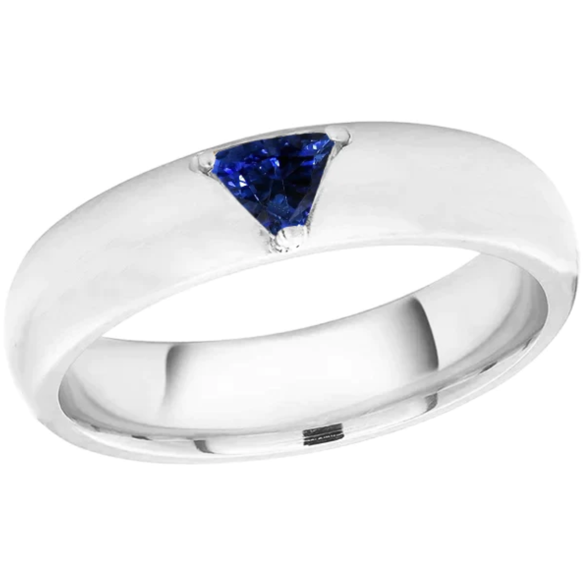 Herren-Edelsteinring Solitär Trillion Tiefblauer Saphir Schmuck 0,50 Ct