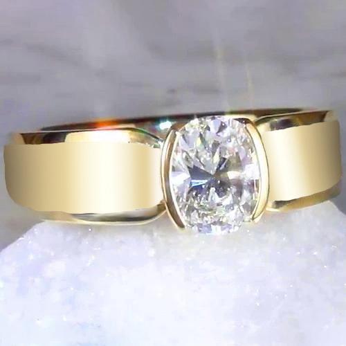 Herren Solitär Ring Oval Diamant 1,50 Karat Gelbgold Schmuck - harrychadent.ch