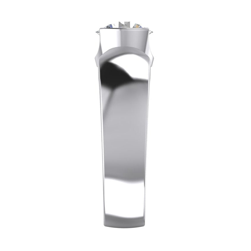 Solitär-Diamantring halbe Lünette Fassung 1.50 Karat Herren Weißgold