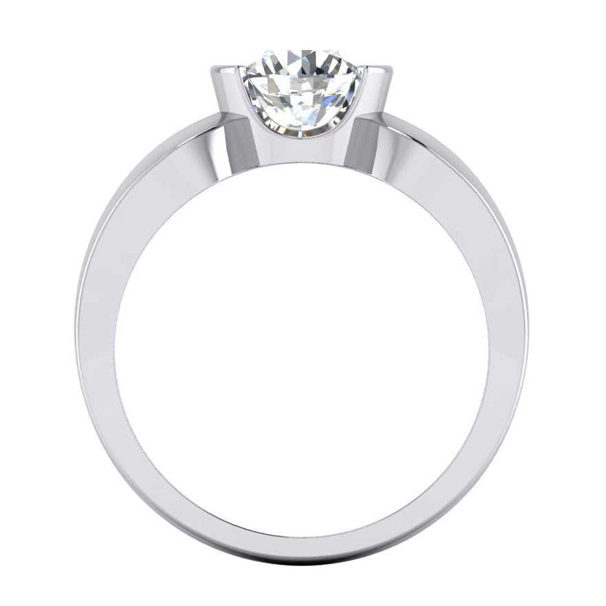 Solitär-Diamantring halbe Lünette Fassung 1.50 Karat Herren Weißgold