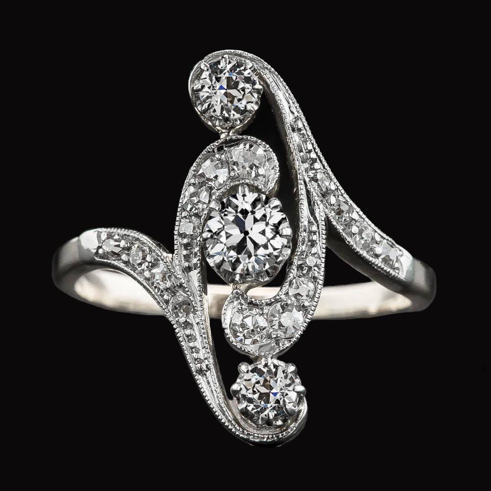Antiker Hochzeitsring, runder alter Minenschliff Diamantring 2,75 Karat - harrychadent.ch
