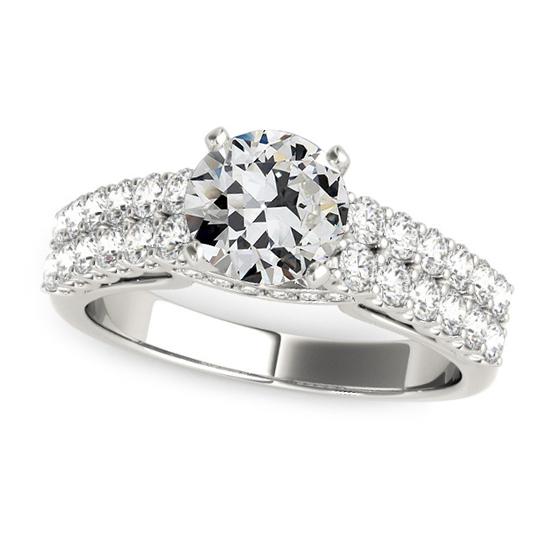 Runder alter Minenschliff Diamantring zweireihig Akzente 4,75 Karat - harrychadent.ch