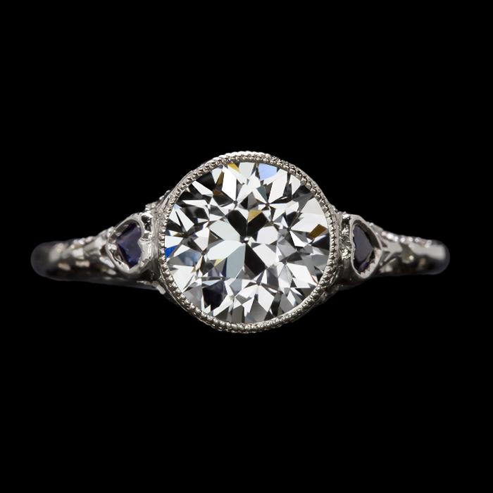 Vintage-Stil alter Bergmann Diamant & Herz Saphir Ring 3.50 Karat - harrychadent.ch