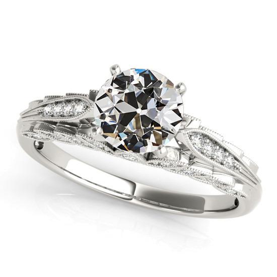 Vintage-Stil Old Mine Cut Diamantring 3,50 Karat Gold Milgrain - harrychadent.ch