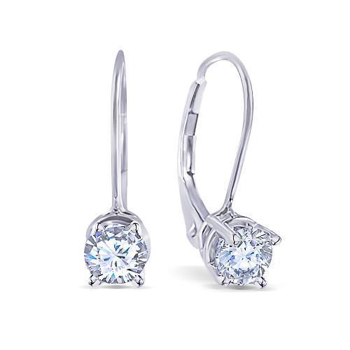 Runder F Vs1 Ideal Cut Diamant Ohrring 0,60 Karat Hebelrücken WG 14K
