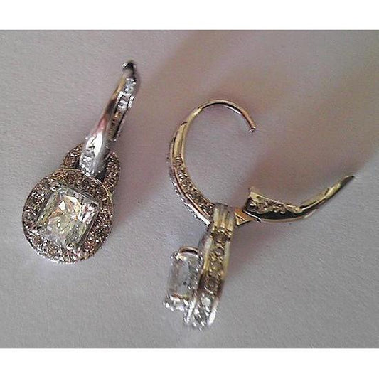 Strahlender und runder Diamant 2,50 Karat Ohrring Leverback Weißgold 14K