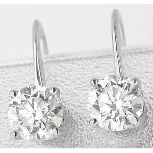 Wunderschöner runder Diamant-Hebelohrring Weißgold 14K 1.5 Karat