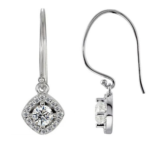 Diamant-Ohrringe im Halo-Stil 1.60 Karat 14K Weißgold