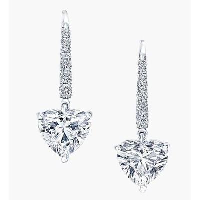 Ohrringe mit Diamanten im Herz- und Rundschliff 4,70 ct Weißgold 14K - harrychadent.ch