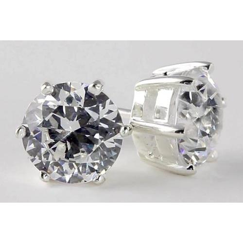 3 Karat Runde Diamant Ohrstecker Weißgold 14K