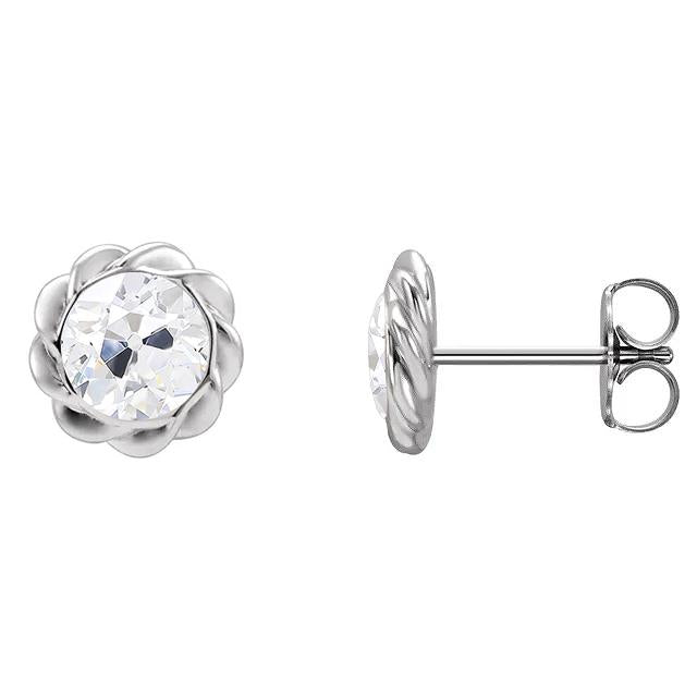 4 Karat Diamant Ohrstecker Lünette Set Old Cut Schmuck Twisted Style - harrychadent.ch