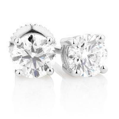 4 Karat Rundschliff Krappenset Diamant Ohrstecker Weißgold