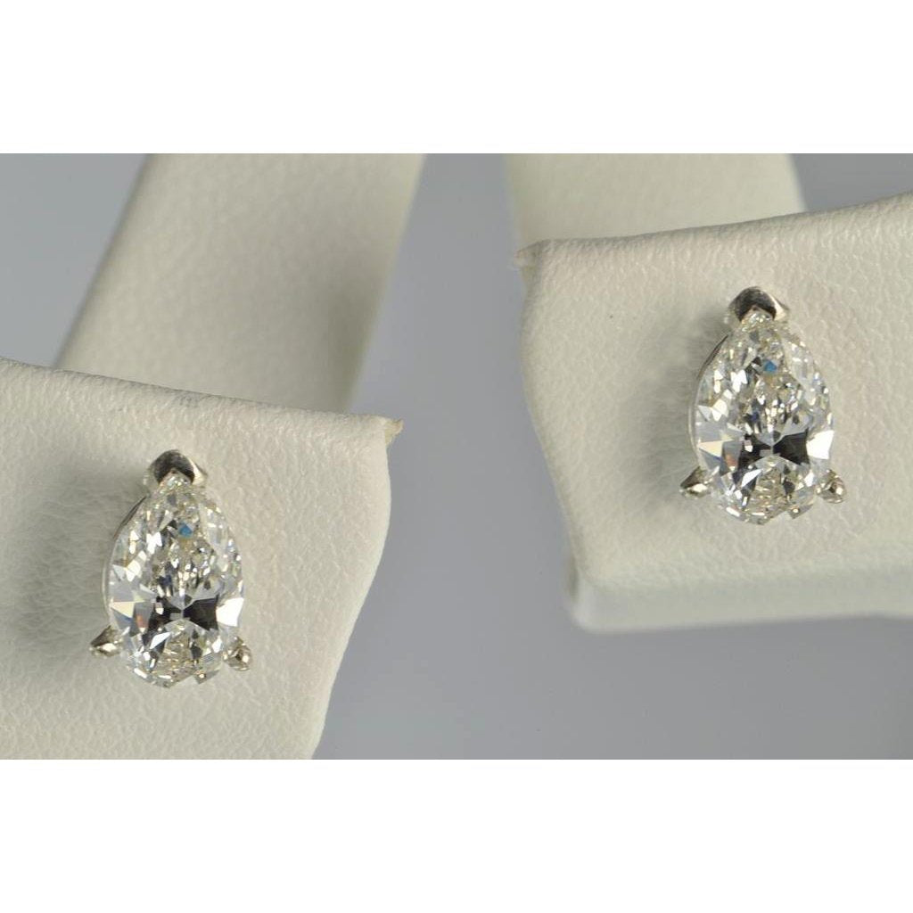 8 Karat Birnenschliff Diamant Damen Ohrstecker Weißgold 14K - harrychadent.ch