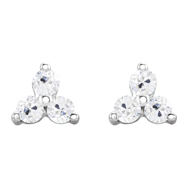 alter Bergmann Diamant Ohrstecker 6 Karat Weißgold im Rundschliff 14K - harrychadent.ch
