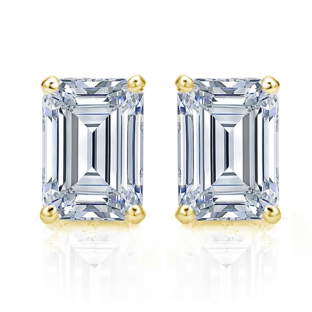 Großer Smaragdschliff 6 Karat Diamant Ohrstecker Damen Schmuck - harrychadent.ch
