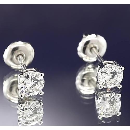 Ohrstecker 2 Karat Runder Diamant Schmuck Weißgold 14K - harrychadent.ch