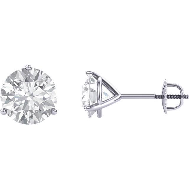 Ohrstecker mit runden Diamanten in Krappenfassung Weißgold 14K 2 Karat - harrychadent.ch