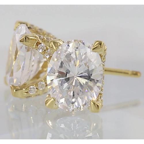 Ovaler Diamant Ohrstecker 2 Karat Gelbgold - harrychadent.ch