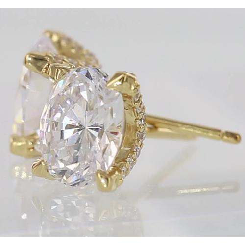 Ovaler Diamant Ohrstecker 2 Karat Gelbgold - harrychadent.ch