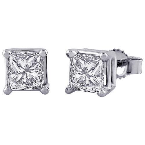 Prinzessinnenschnitt 3.50 ct Diamanten Damen Ohrstecker Weißgold 14K