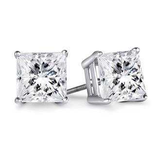 Prinzessinnenschnitt Ohrstecker Diamant Ohrring Weißgold 14K 1,20 ct Krappenset