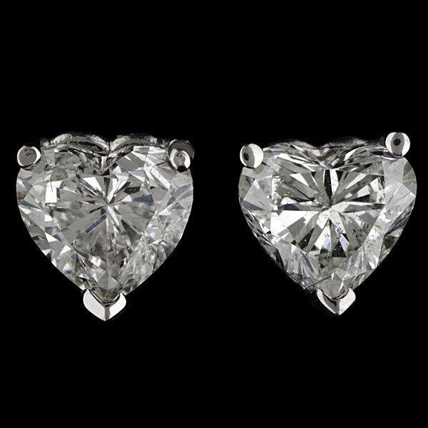 Prong Set Heart Cut Solitaire Diamond Ohrstecker aus massivem Gold Schmuck