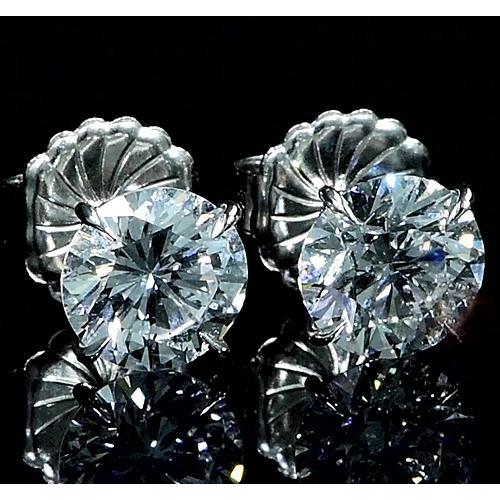 Runde Diamant Ohrstecker 2 Karat Weißgold 14K - harrychadent.ch