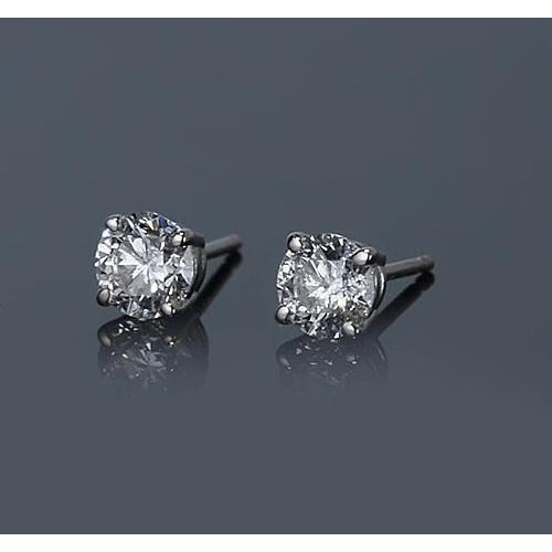 Runder Diamant-Ohrstecker 1 Karat vier Zinken Weißgold 14K Schmuck - harrychadent.ch