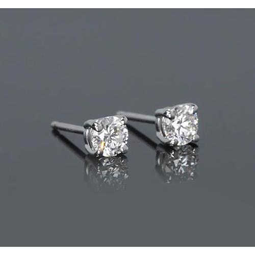 Vier-Krappen-Ohrstecker mit rundem Diamanten 1 Karat Weißgold 14K - harrychadent.ch