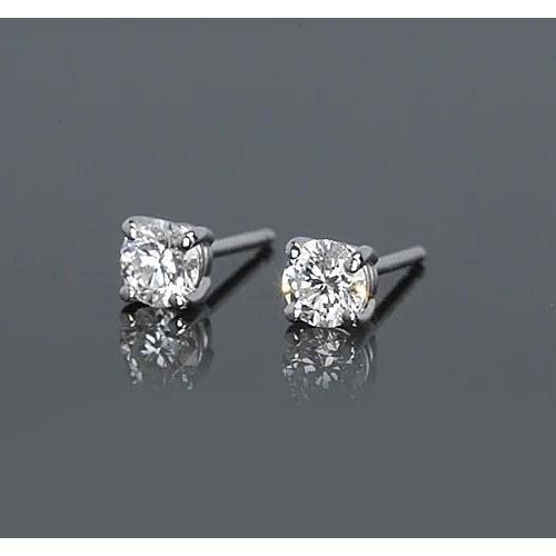 Vier-Krappen-Ohrstecker mit rundem Diamanten 1 Karat Weißgold 14K - harrychadent.ch