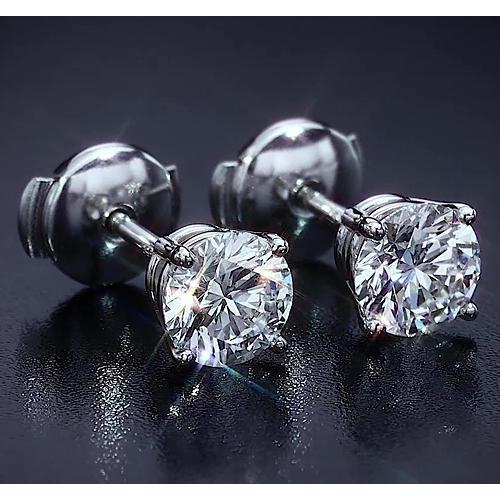 Vierstiftiger runder Diamant-Ohrstecker 2,50 Karat Weißgold 14K - harrychadent.ch