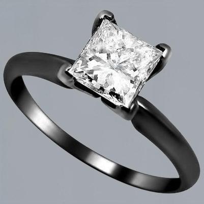 2 karat prinzessin diamantsolitaire verlobungsring schwarzgold 14k