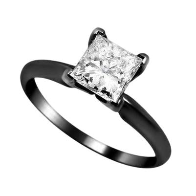 2 karat prinzessin diamantsolitaire verlobungsring schwarzgold 14k