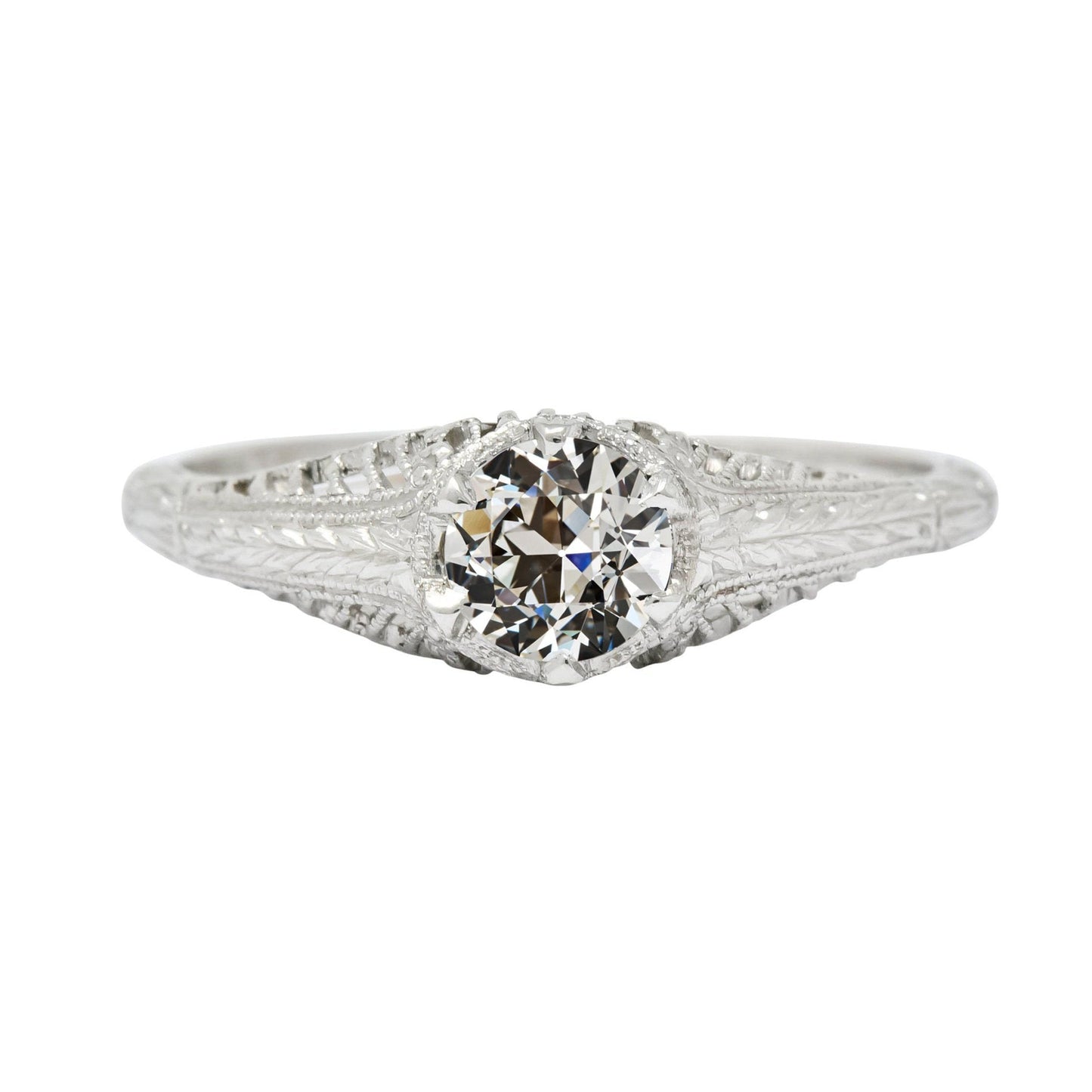 Antiker Solitaire alter Bergmann Diamantring 2 Karat filigraner Schaft - harrychadent.ch