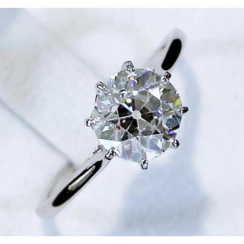 Diamant-Solitärring Old Mine Cut 2 Karat Klassisches Weißgold 14K - harrychadent.ch