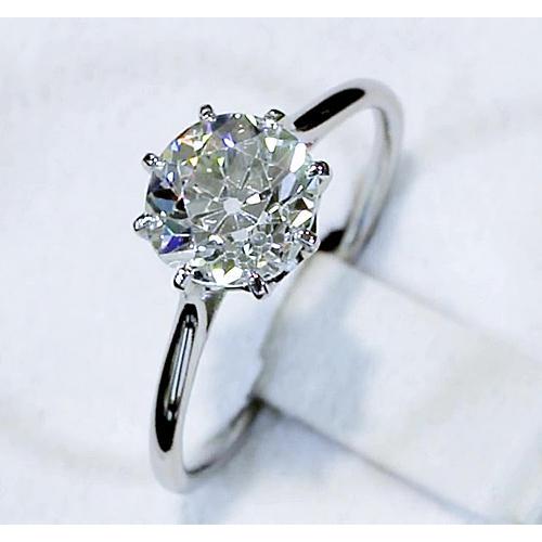 Diamant-Solitärring Old Mine Cut 2 Karat Klassisches Weißgold 14K - harrychadent.ch