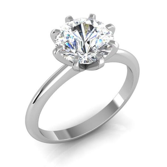 Diamant-Solitärring Old Mine Cut 2 Karat Klassisches Weißgold 14K - harrychadent.ch