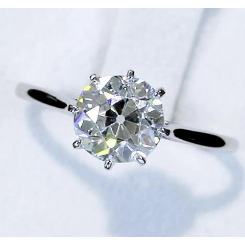 Diamant-Solitärring Old Mine Cut 2 Karat Klassisches Weißgold 14K - harrychadent.ch