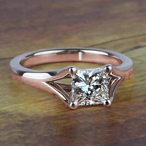 Roségold 14K 1 Karat Princess Cut Diamant-Verlobungsring Split Shank - harrychadent.ch