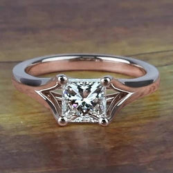 Roségold 14K 1 Karat Princess Cut Diamant-Verlobungsring Split Shank