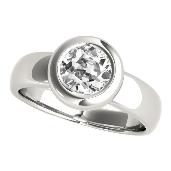 Runder Old Mine Cut Diamant Solitaire Ring Lünette Set 2 Karat Gold 14K - harrychadent.ch